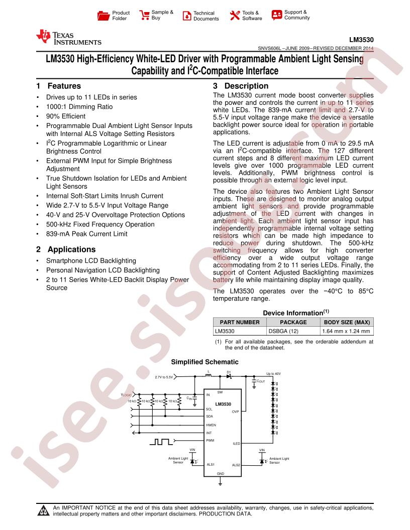 LM3530 Datasheet