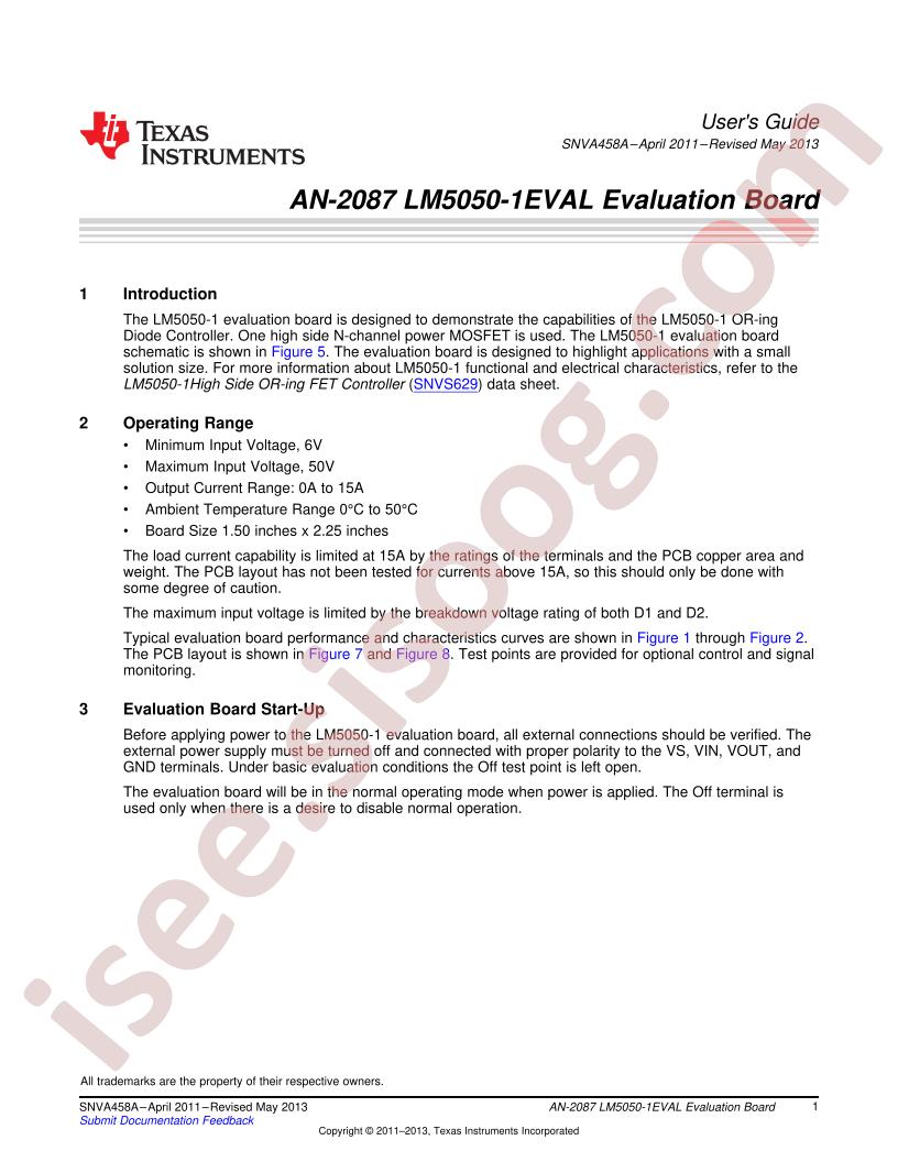 LM5050-1EVAL Eval Board