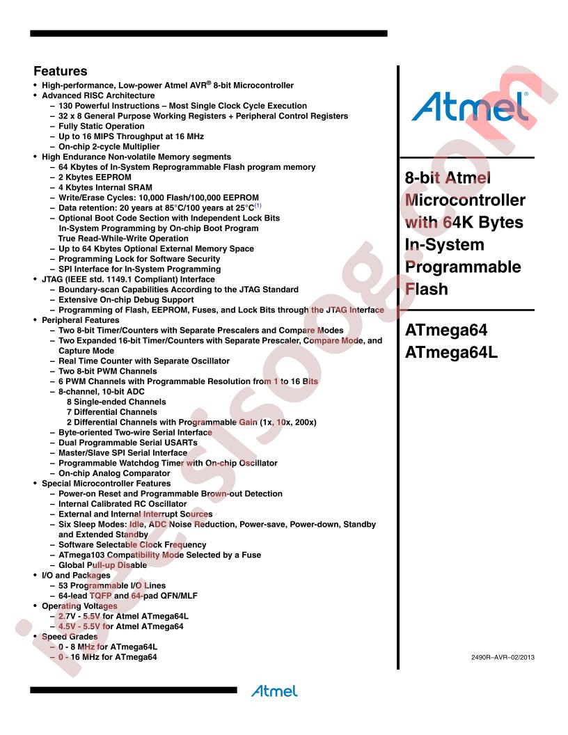 ATmega64(L) Summary