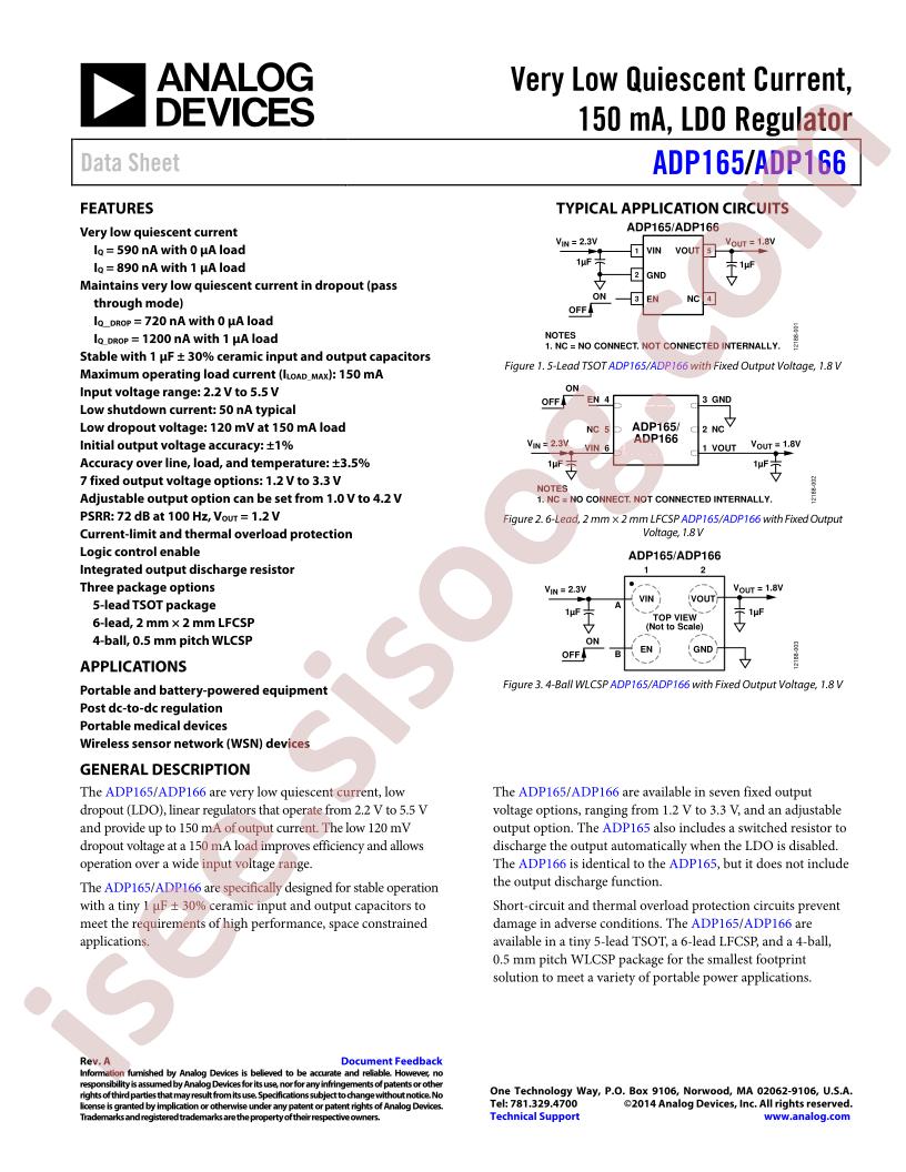 ADP165,166 Series Datasheet