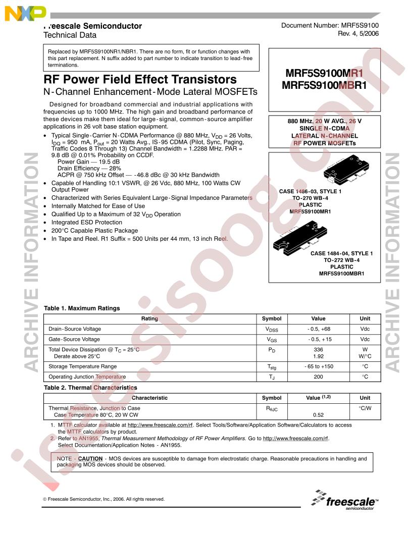 MRF5S9100MR1,MBR1
