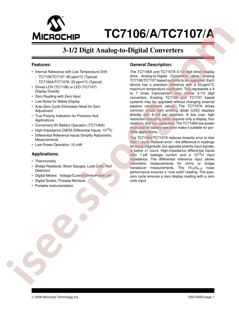 TC7106(A), 107(A) Datasheet