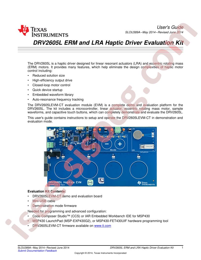 DRV2605LEVM User Guide