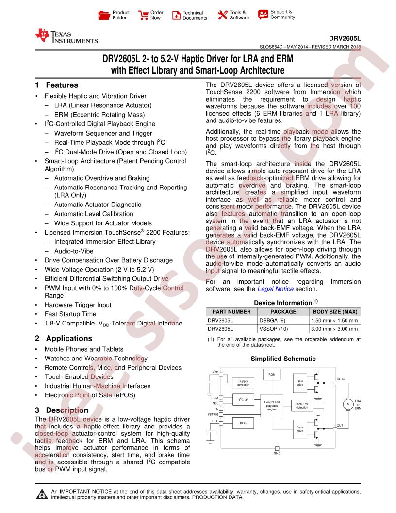 DRV2605L Datasheet