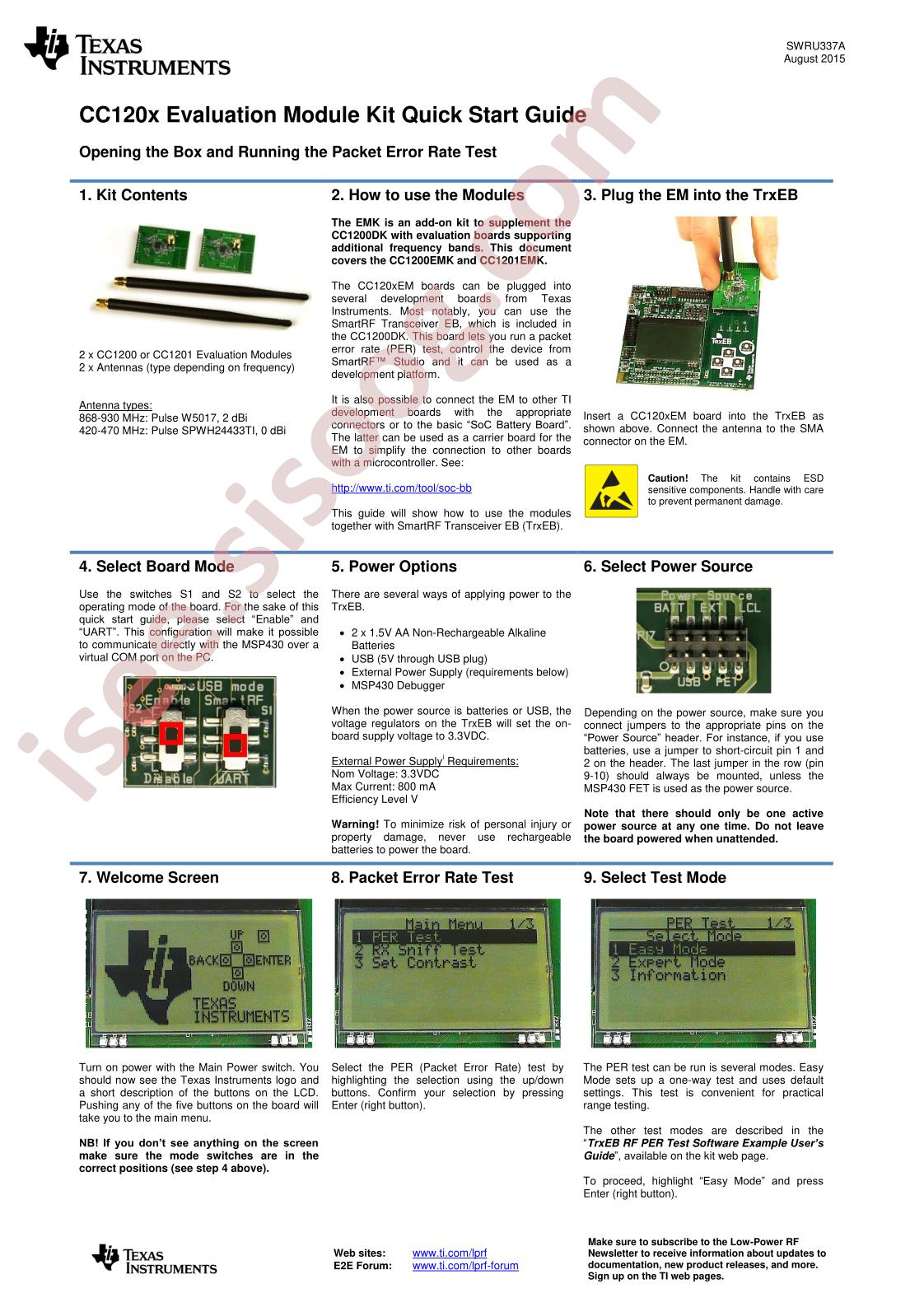 CC1200 User Guide Kit QSG