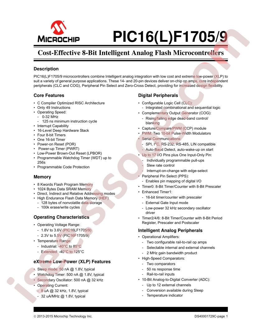 PIC16(L)F1705/9 Datasheet