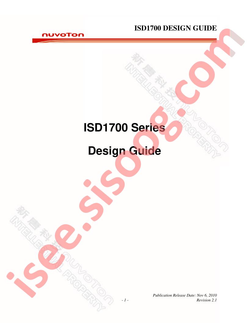 ISD1700 Series Design Guide
