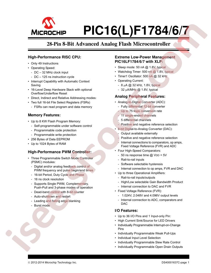 PIC16(L)F1784,86,87 Datasheet