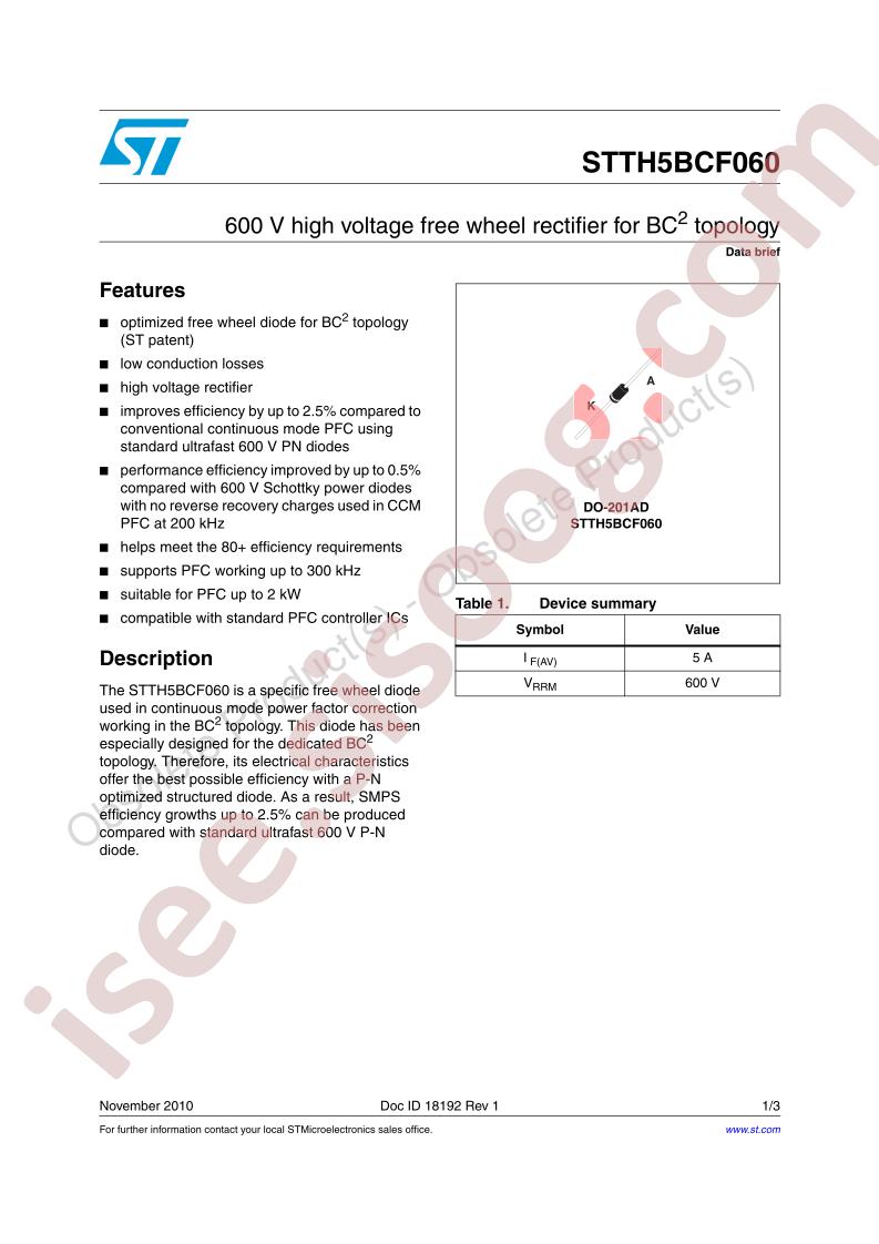 STTH5BCF060 Data Brief