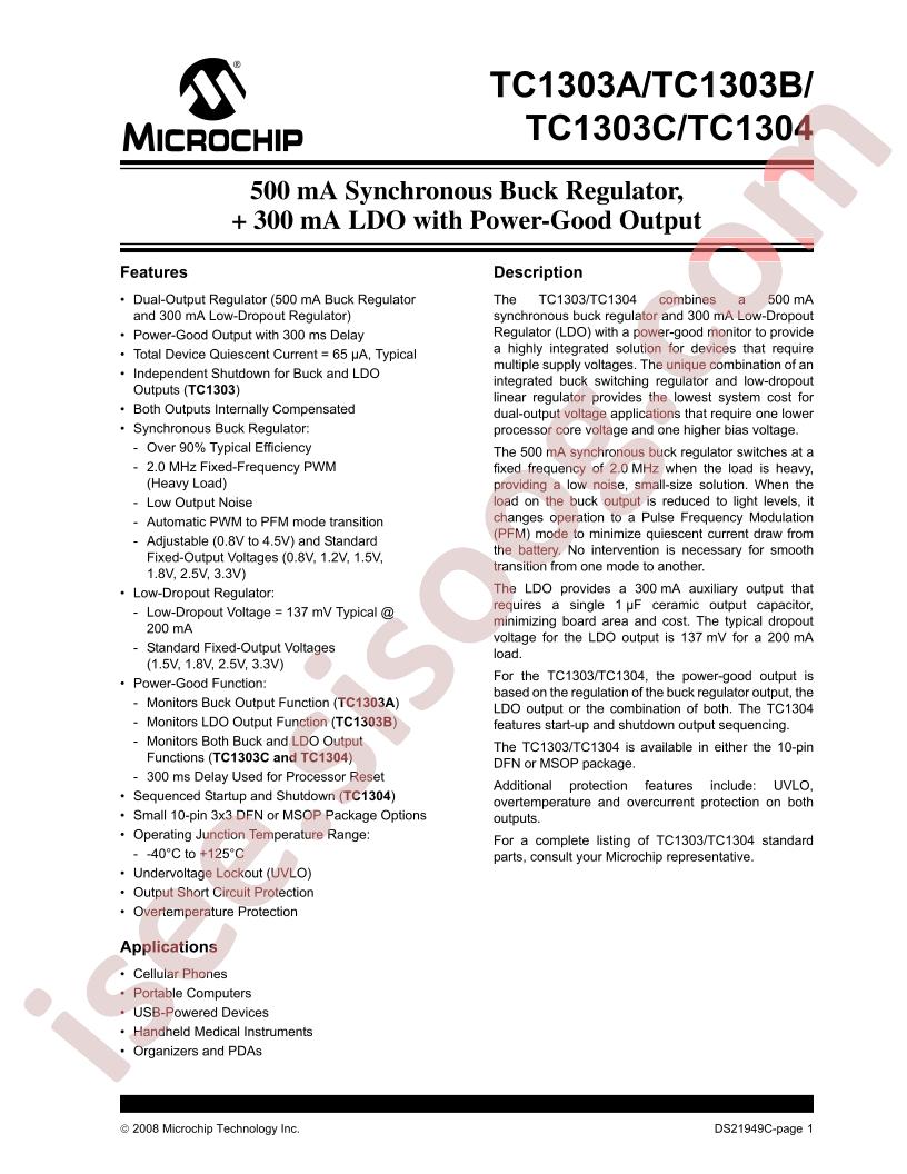 TC1303A/B/C, TC1304 Datasheet