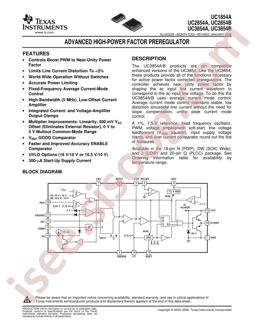 UC1854A, UC2854A/B, UC3854A/B