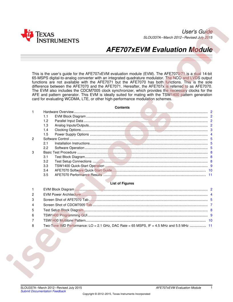 AFE707xEVM  User Guide
