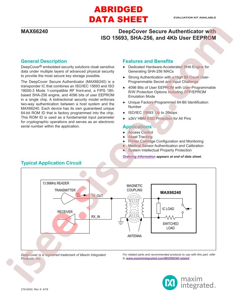 MAX66240 Abridged Datasheet