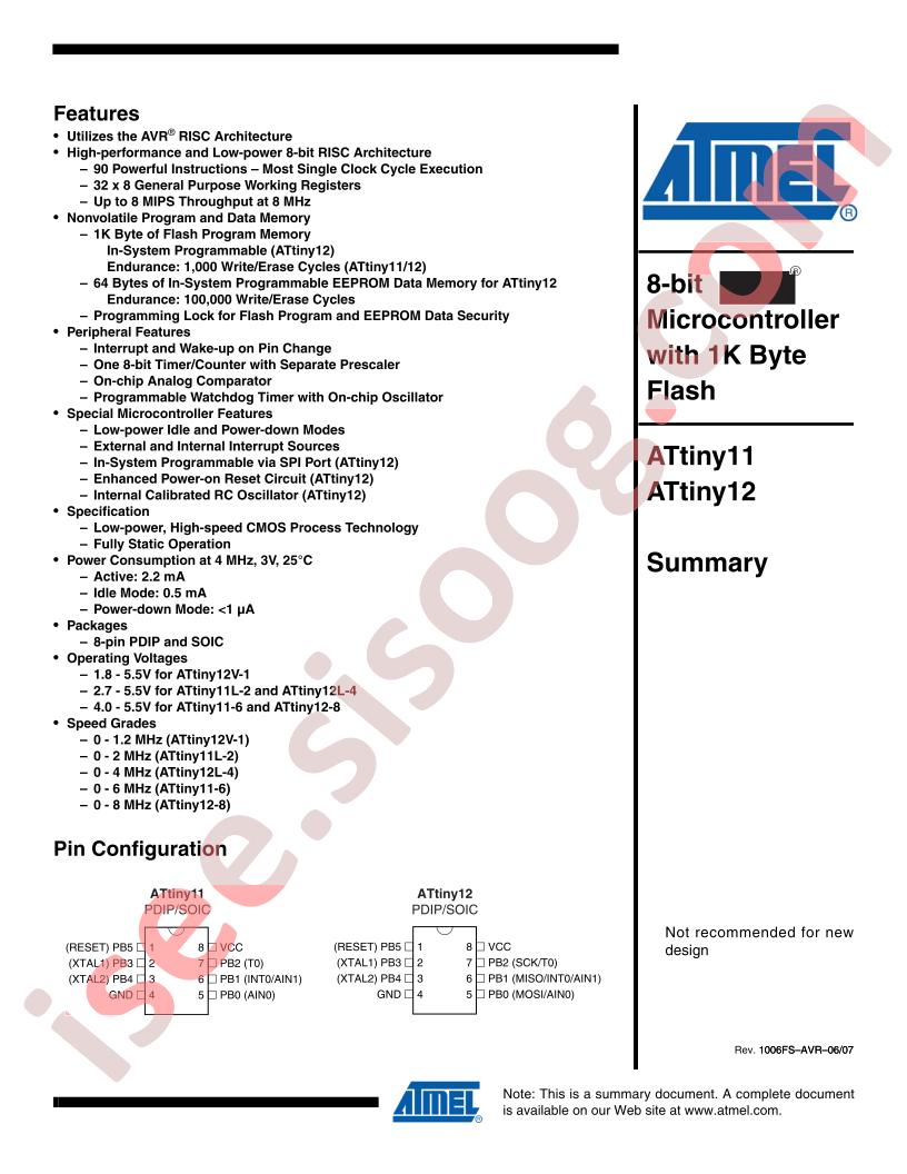 ATTINY11/12 Summary