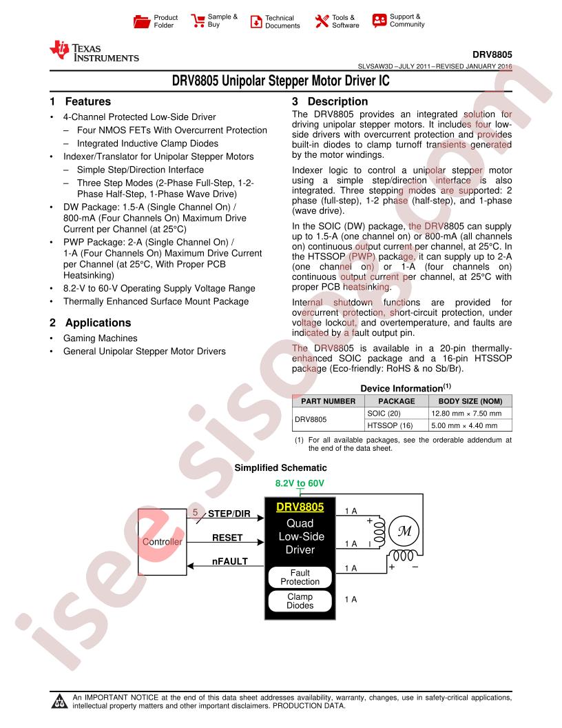 DRV8805 Datasheet