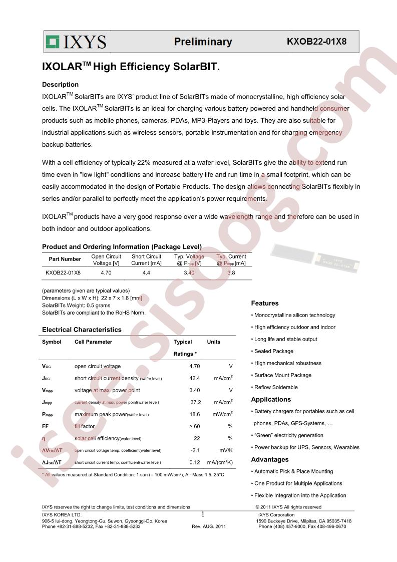 KXOB22-01X8 Preliminary
