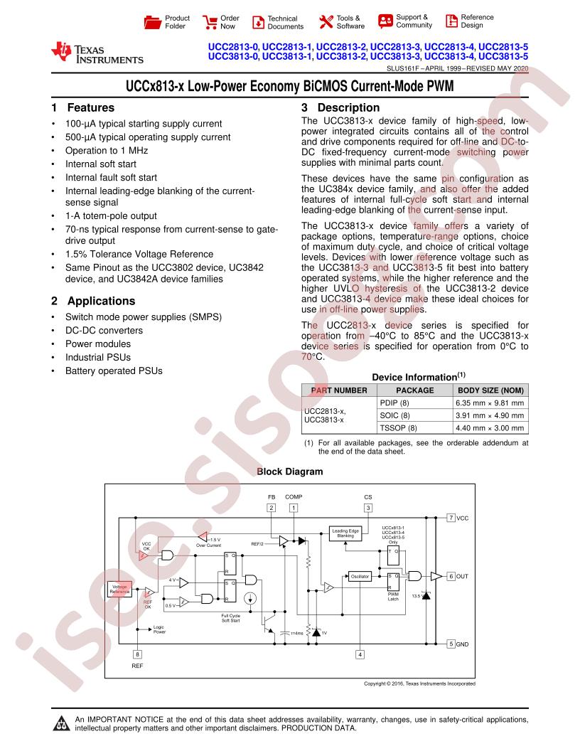 UCC2813-x,  UCC3813-x Datasheet