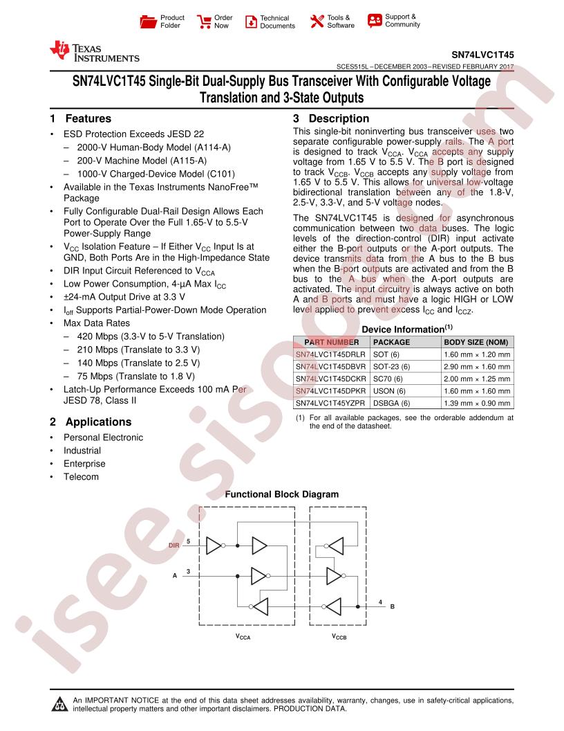 SN74LVC1T45 Datasheet