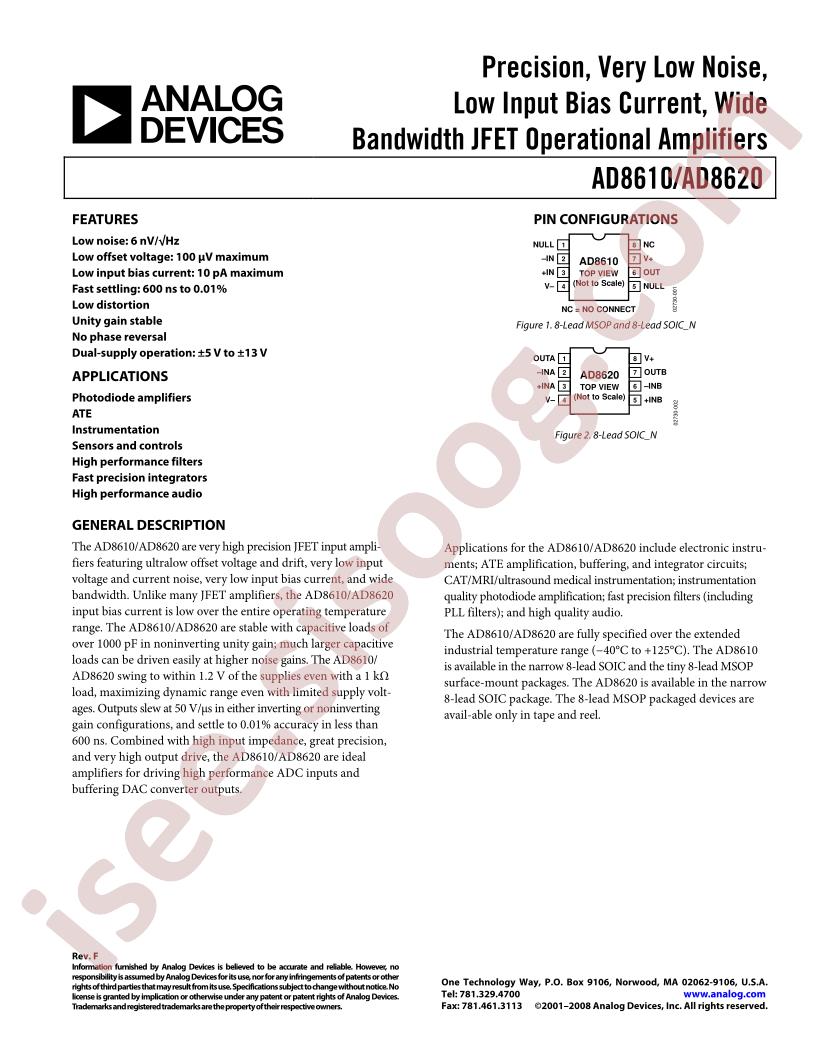 AD8610, 20 Datasheet