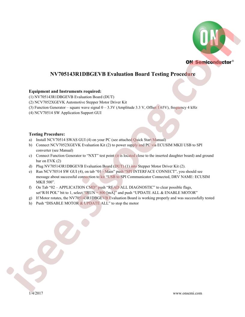 NV705143R1DBGEVB Testing Procedure