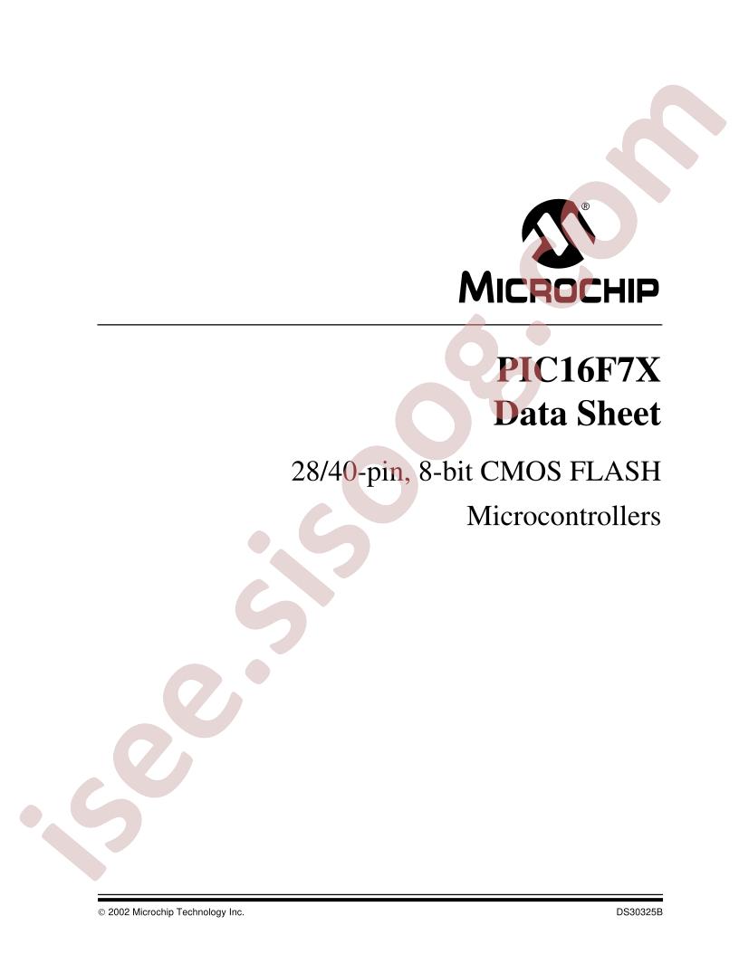 PIC16F7x Datasheet