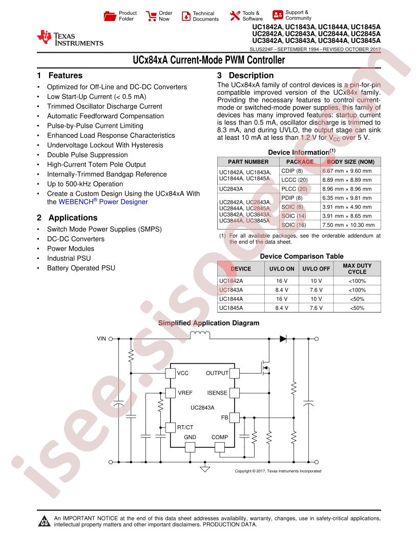 UC1842A-45A, UC2842A-45A, UC3842A-45A