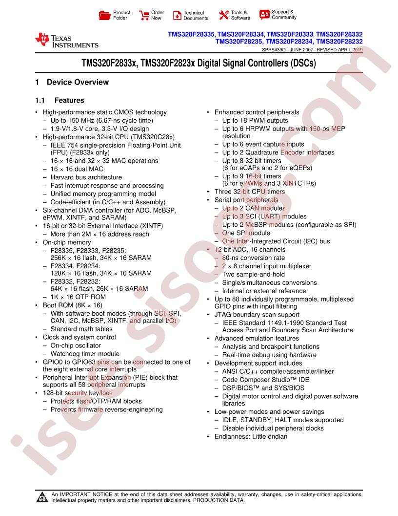 TMS320F2833x, 2823x Datasheet