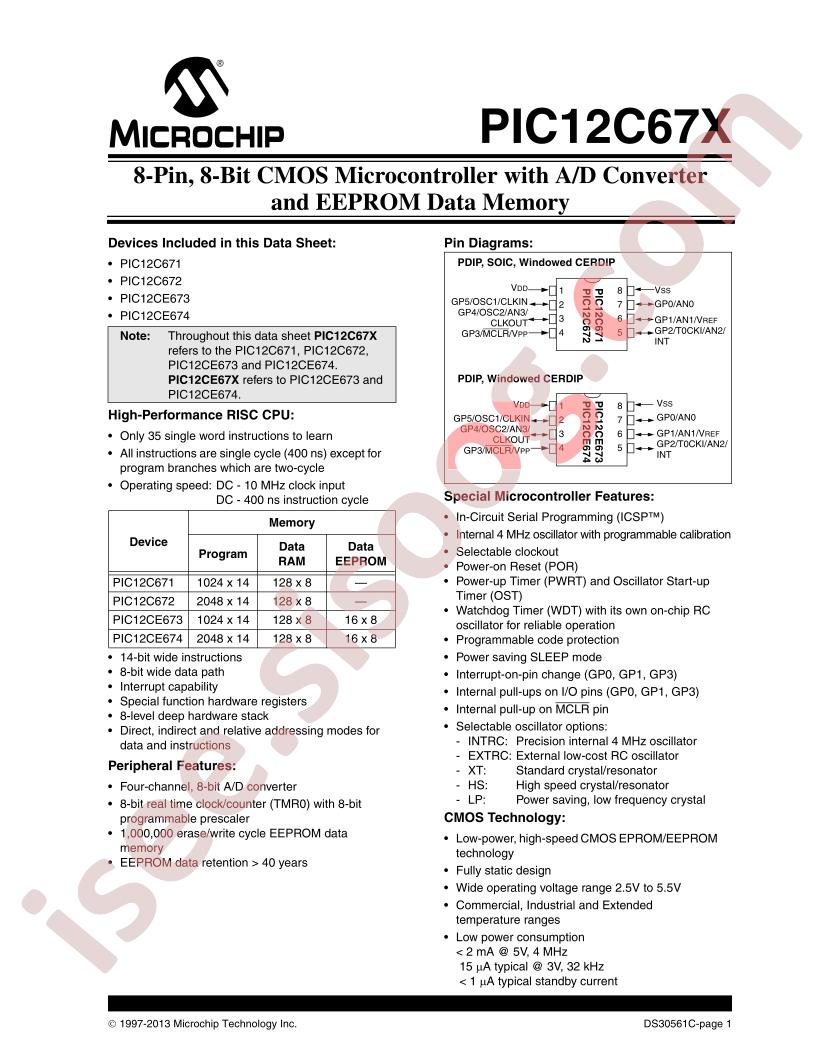 PIC12C67x Datasheet