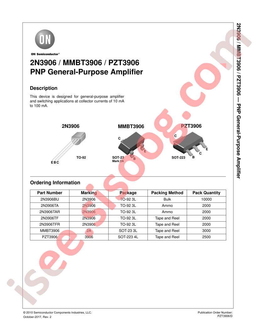 2N3906, MMBT3906, PZT3906