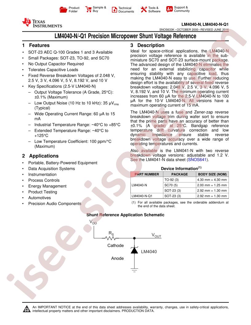 LM4040-N(-Q1) Datasheet