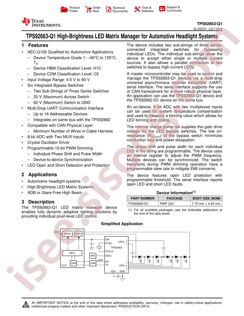 TPS92663-Q1 Datasheet