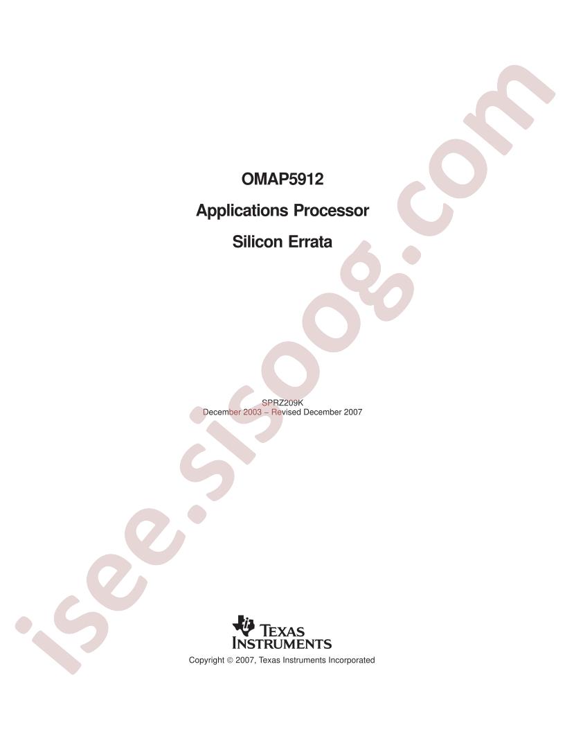 OMAP5912 Silicon Errata