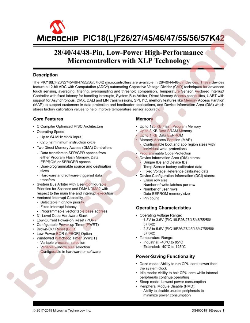 PIC18(L)F26 to 57K42 Datasheet