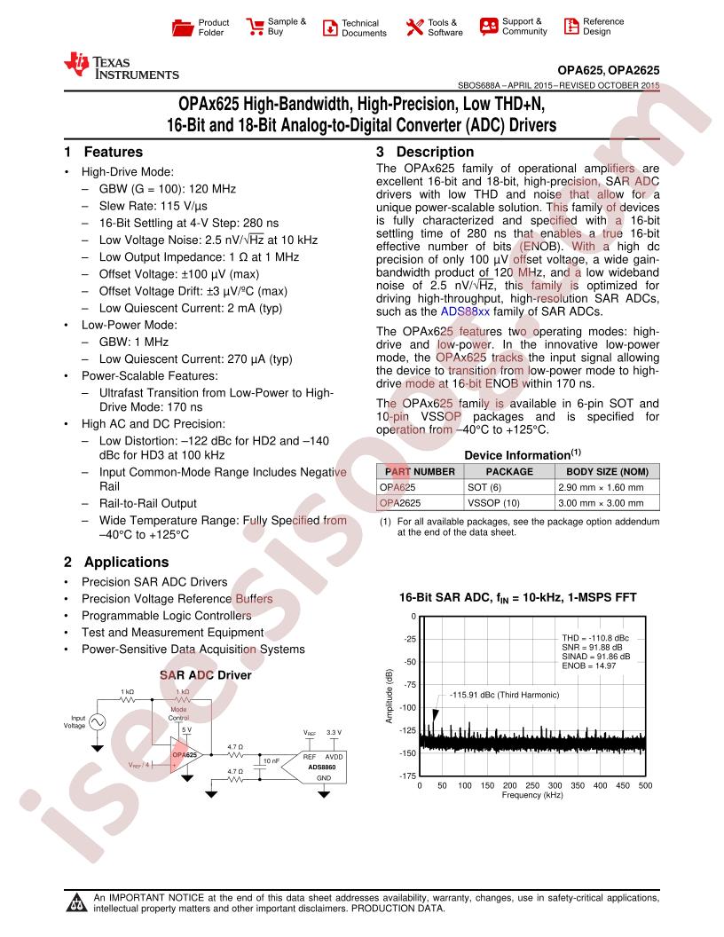 OPA625, OPA2625 Datasheet