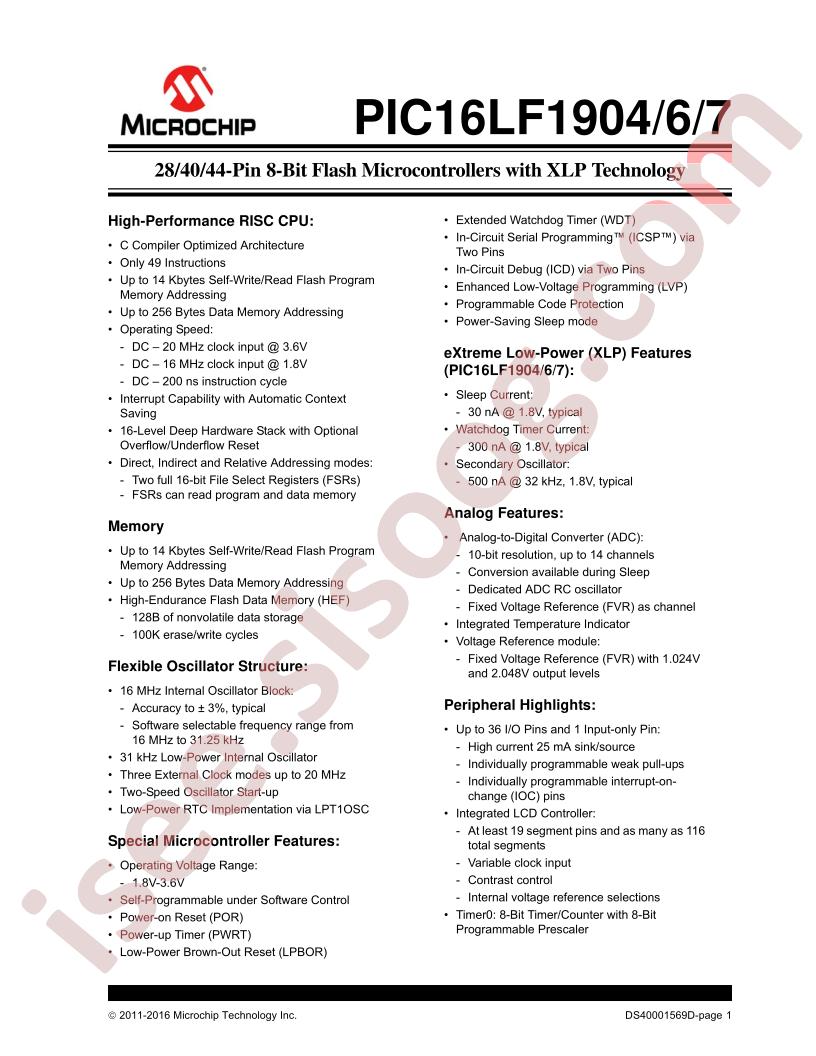 PIC16LF1904,906,907 Datasheet