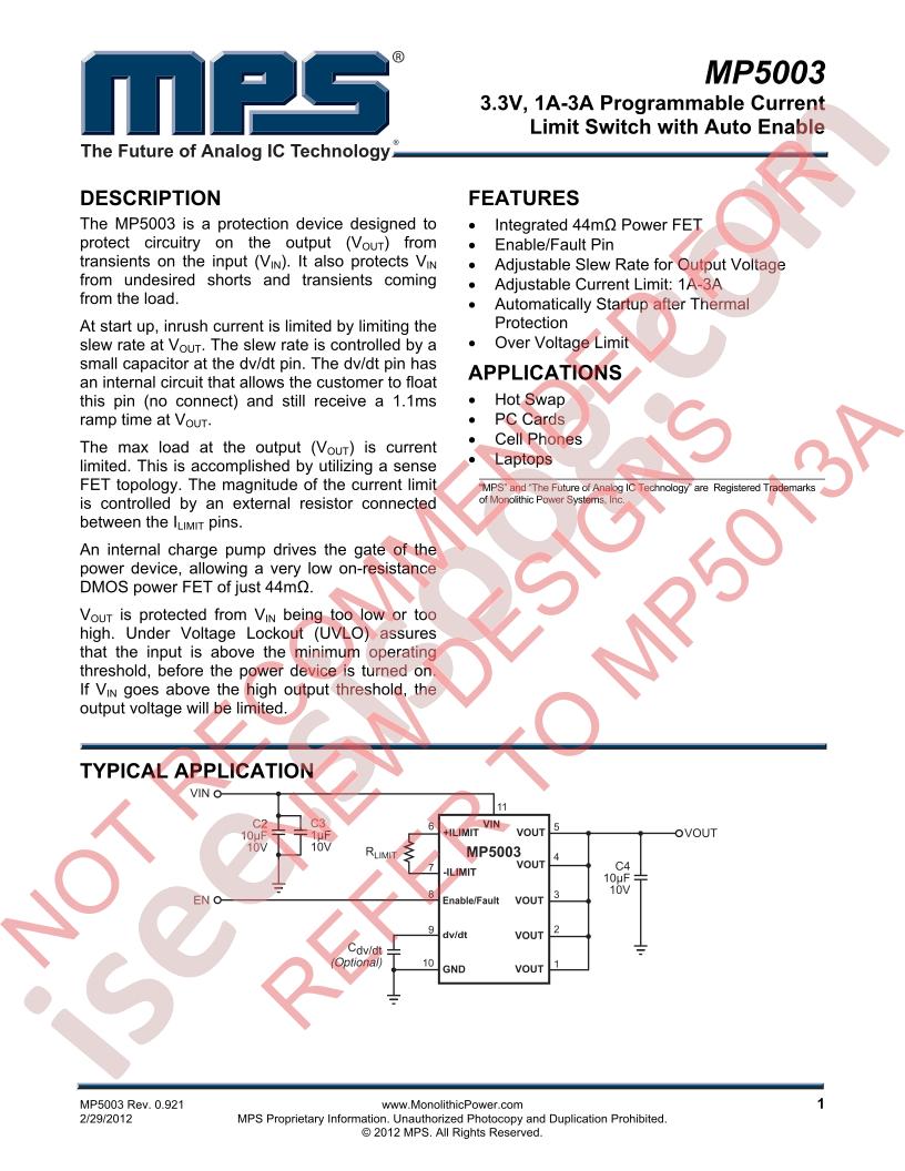 MP5003 Datasheet