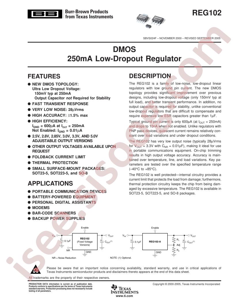 REG102 Datasheet