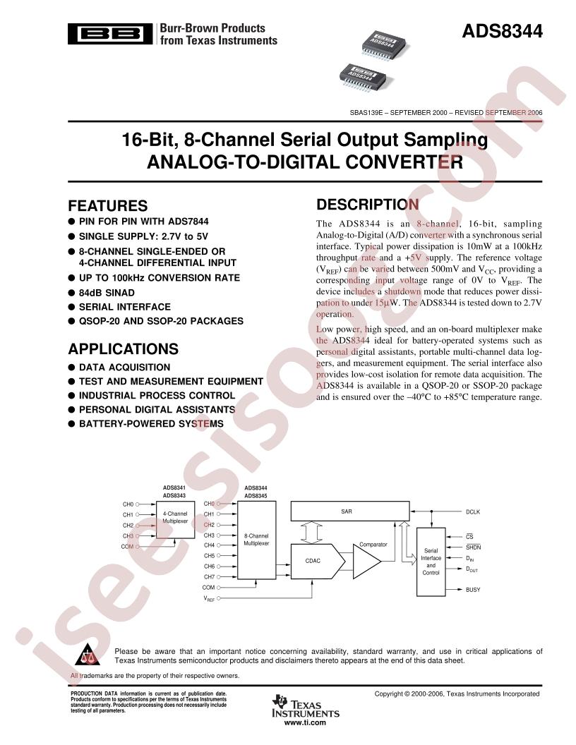 ADS8344 Datasheet