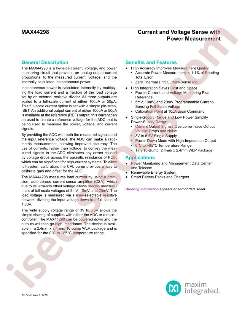 MAX44298 Datasheet