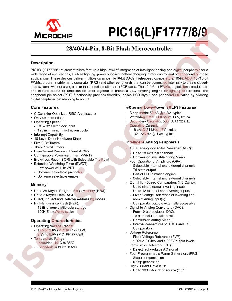 PIC16(L)F1777,8,9 Datasheet