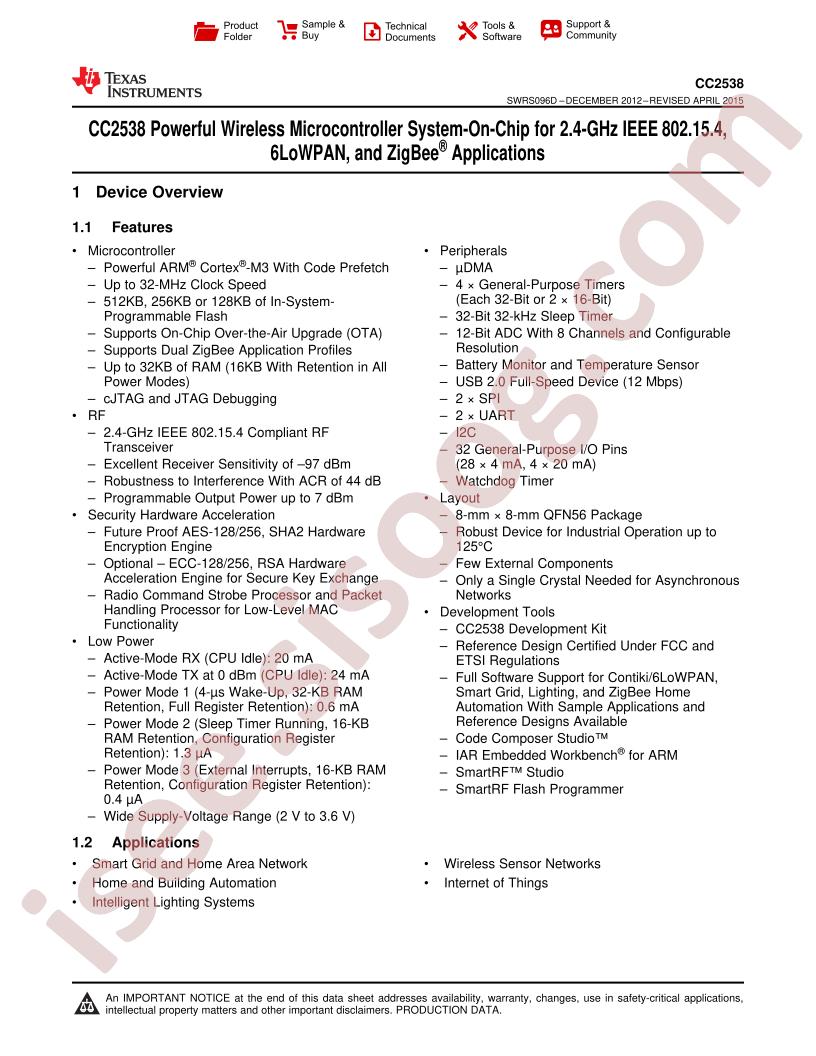 CC2538 Datasheet