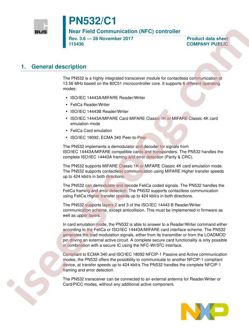 PN532/C1 Datasheet