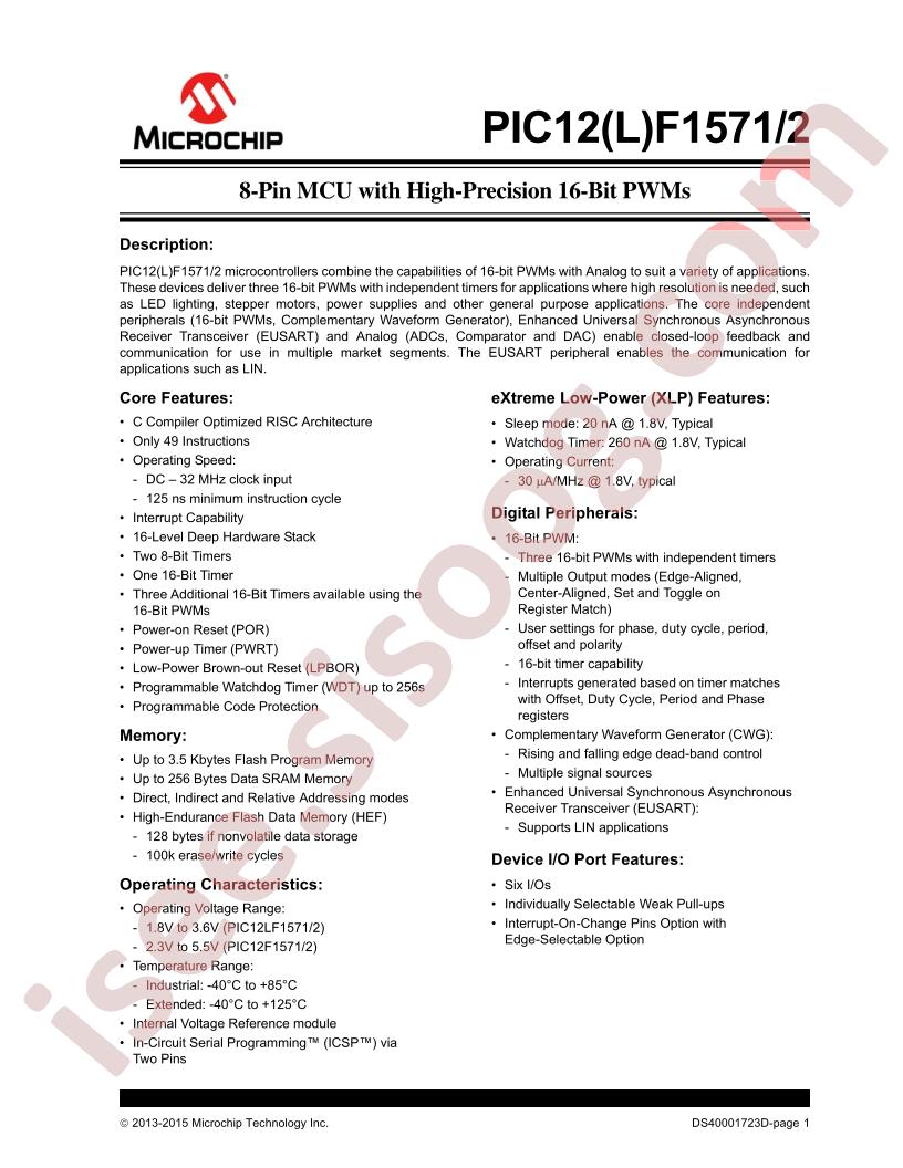 PIC12(L)F1571/2 Datasheet
