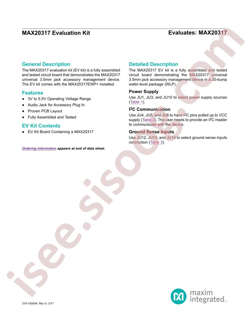 MAX20317 Evaluation Kit