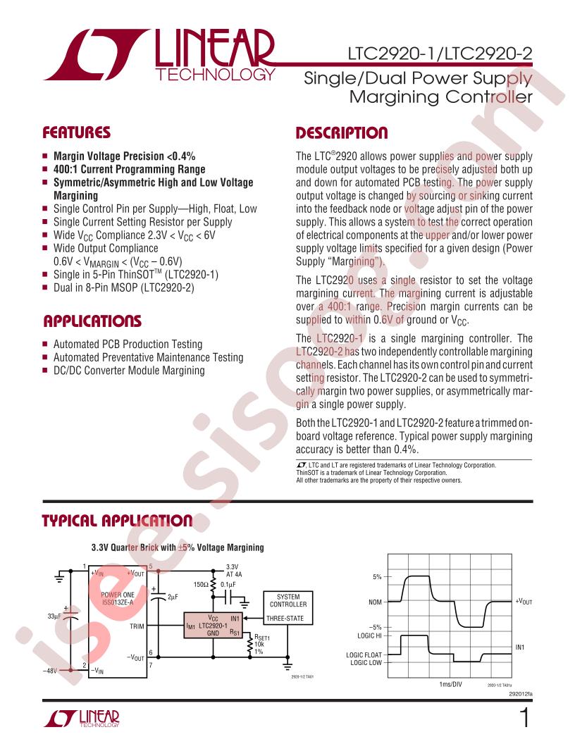 LTC2920(-1, -2) Datasheet