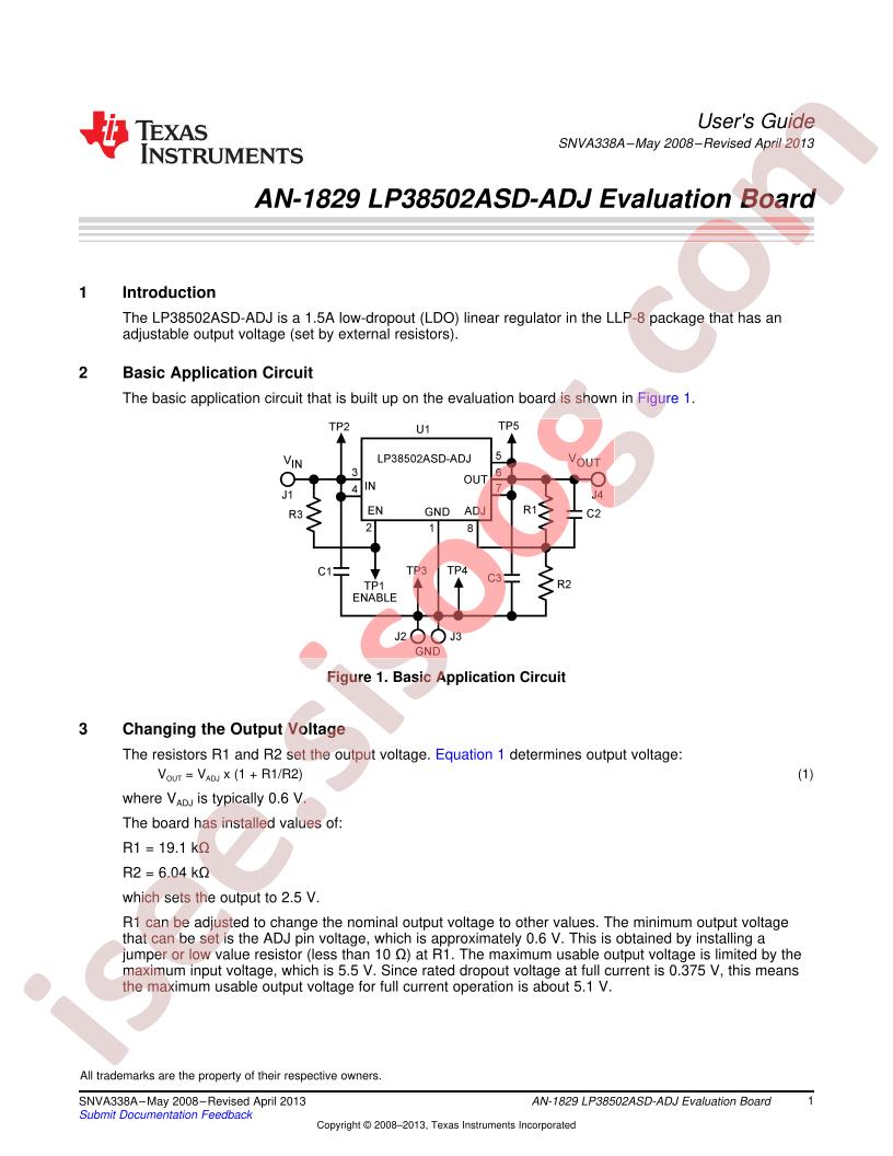 LP38502ASD-ADJ Eval Board