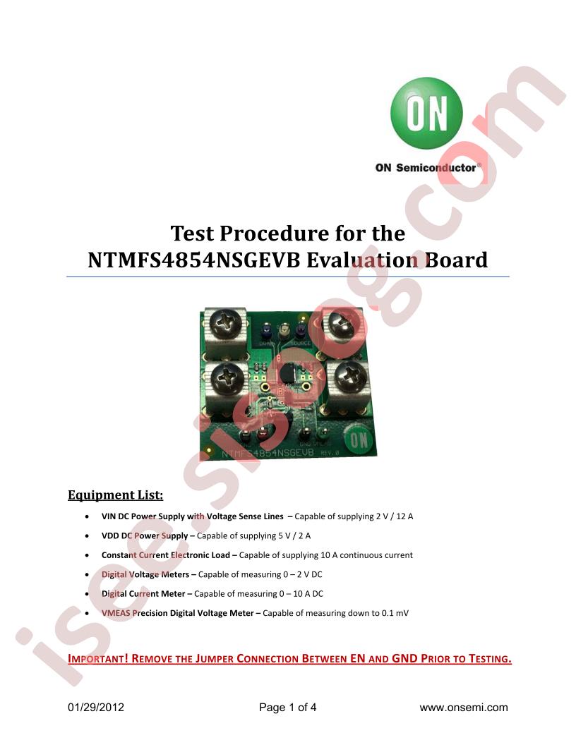 NTMFS4854NSGEVB Test Procedure