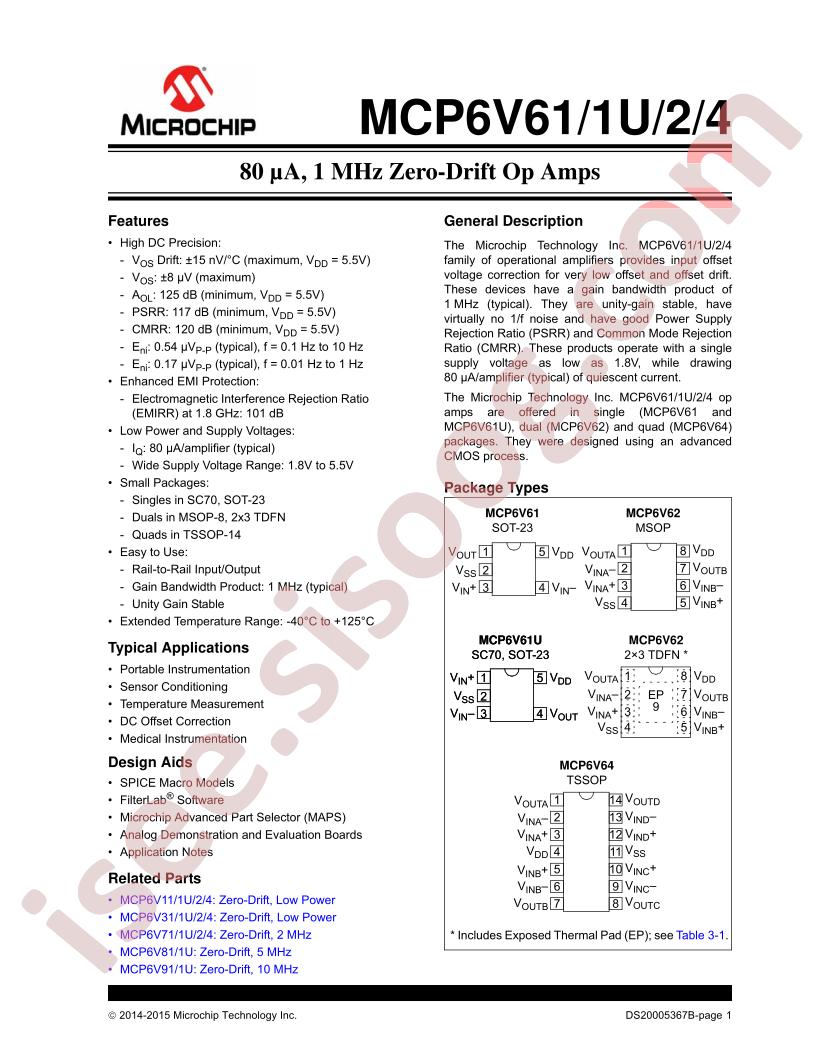 MCP6V61/1U/2/4 Datasheet