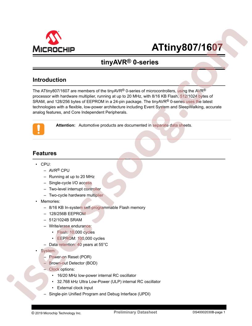 ATtiny807/1607 Datasheet