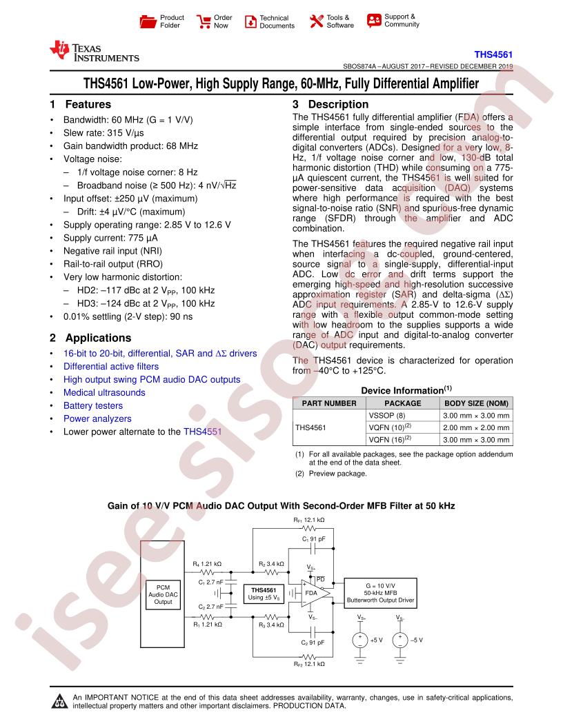 THS4561 Datasheet
